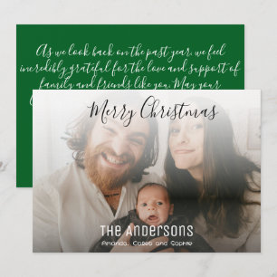 Merry Christmas Family Photo Simple Green Holiday Card