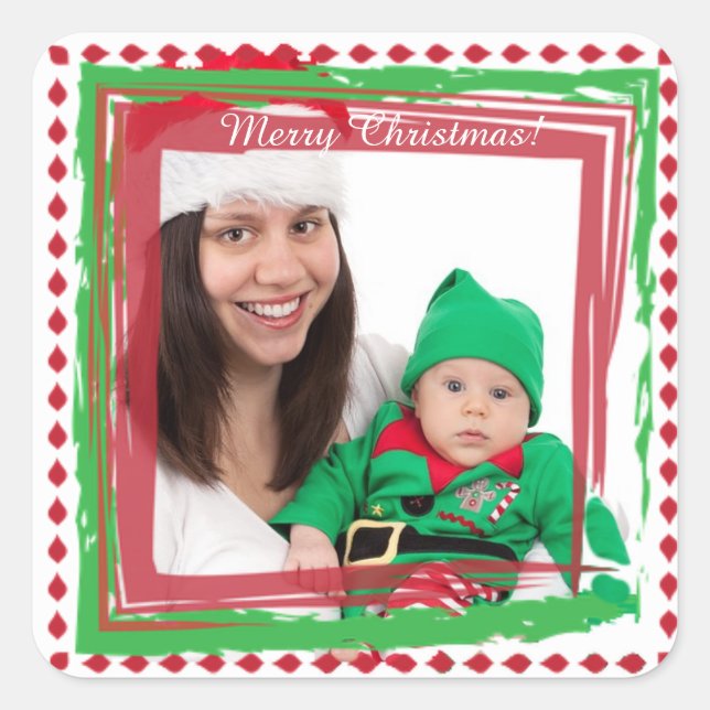 Merry Christmas Family Photo Stickers (Front)