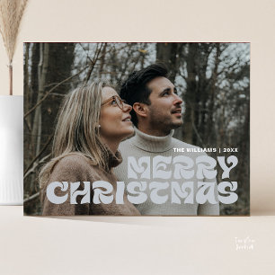 Merry Christmas Family Photo, Stylish Elegant Chic Postcard