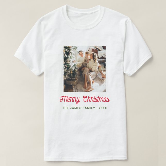 Merry Christmas Family Photo  T-Shirt (Design Front)
