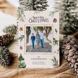 Merry Christmas Family Photo Wild Forrest Card