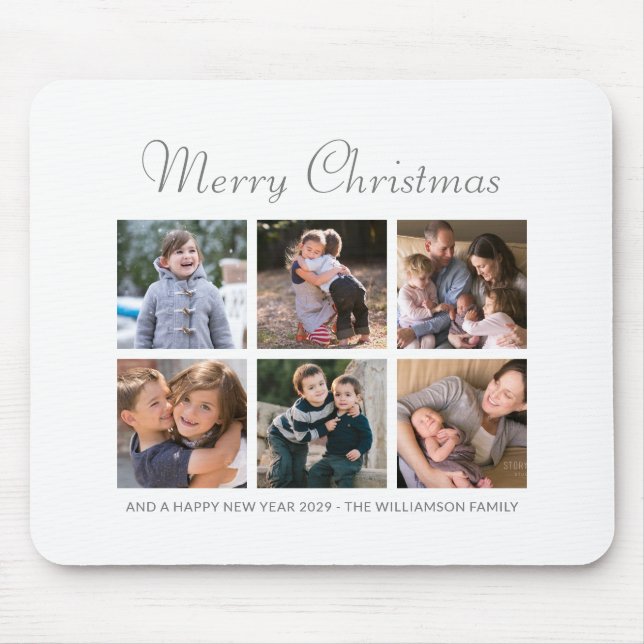 Merry Christmas Family Photos Holiday Modern Mouse Mat (Front)