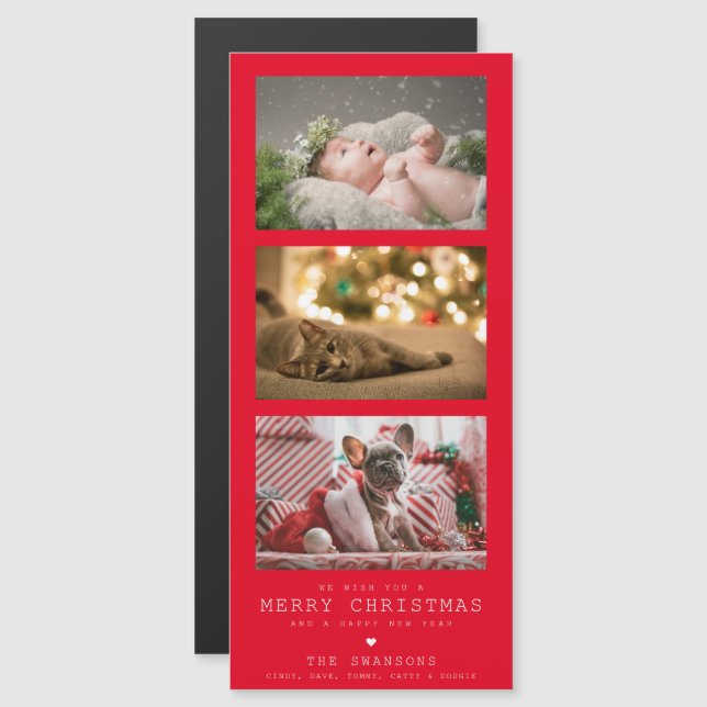 "Merry Christmas" Family Photos Pets Kids Holiday (Front/Back)