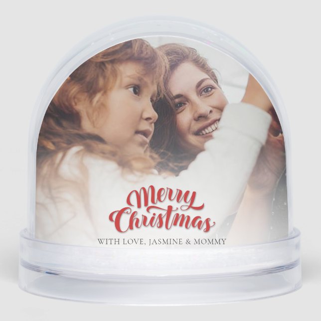 Merry Christmas Family Photos with Pet Holidays Snowglobe (Front)