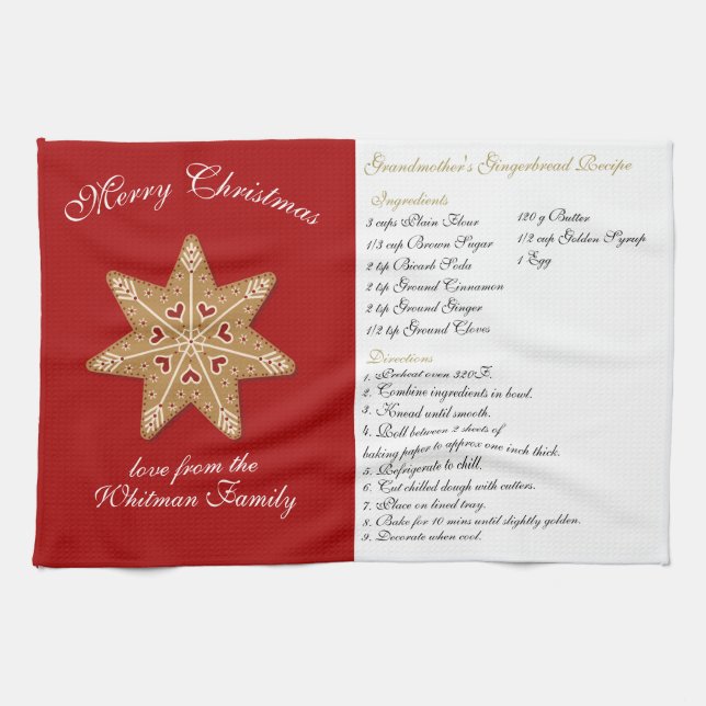 Merry Christmas Family Recipe Tea Towel (Horizontal)