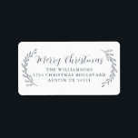 Merry Christmas Family Return Address Foliage Label<br><div class="desc">Elegant simple Merry Christmas family return address label with offblack elegant handwritten script calligraphy and stylish typography on a white background featuring pretty hand drawn foliage. Simply add name and address. Exclusively designed for you by Happy Dolphin Studio. If you need any help or matching products please contact us through...</div>