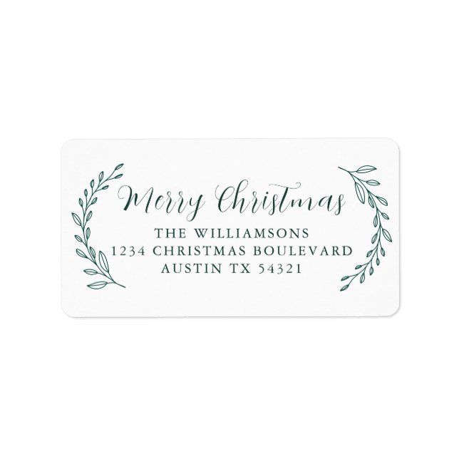 Merry Christmas Family Return Address Foliage Label (Front)