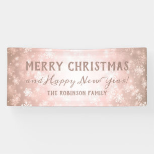 Merry Christmas Family Rose Gold Winter Wonder Banner