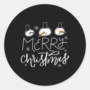 Merry Christmas Family Snowman Christmas Men Xmas Classic Round Sticker