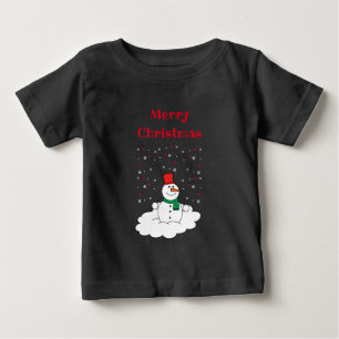 Merry Christmas Family Snowman Snowflakes Black Baby T-Shirt