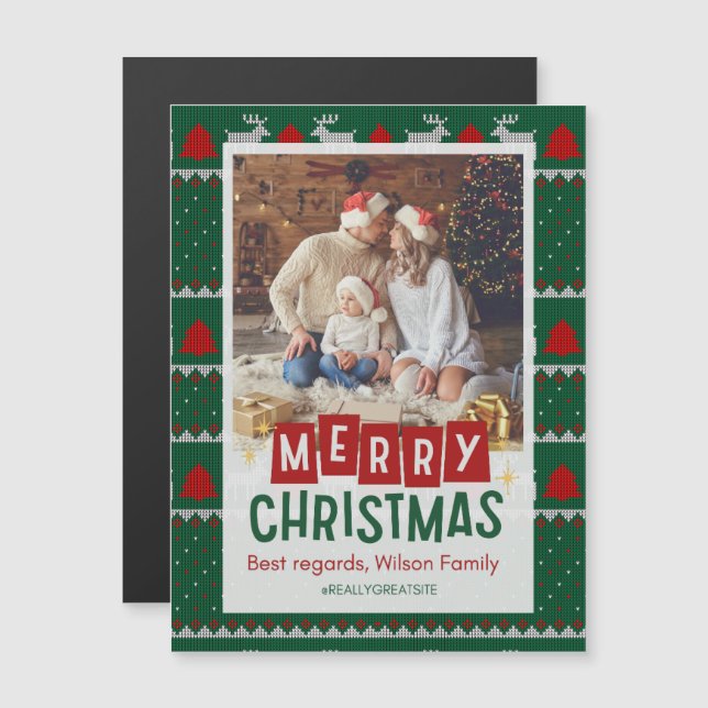 Merry Christmas family Thin Magnetic Card (Front/Back)