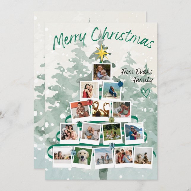 Merry Christmas Family Tree Holiday Card (Front/Back)