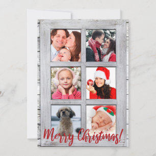 Merry Christmas, Farmhouse Window, 6 Photo Holiday Card