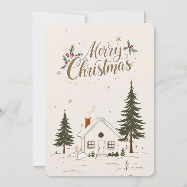 Merry Christmas Farmhouse Winter Holiday Card. Invitation (Front)