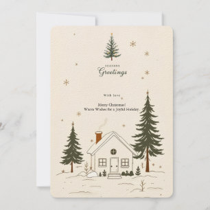 Merry Christmas Farmhouse Winter Holiday Card. Invitation
