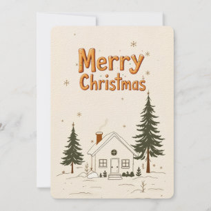 Merry Christmas Farmhouse Winter Holiday Card. Invitation