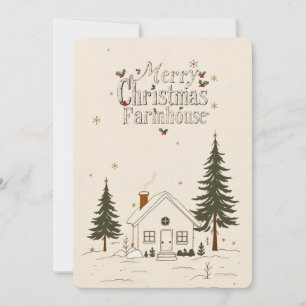 Merry Christmas Farmhouse Winter Holiday Card. Invitation