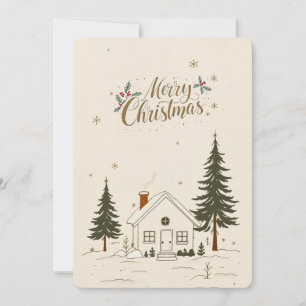 Merry Christmas Farmhouse Winter Holiday Card. Invitation
