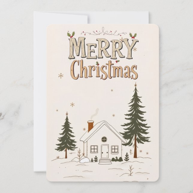 Merry Christmas Farmhouse Winter Holiday Card. Invitation (Front)