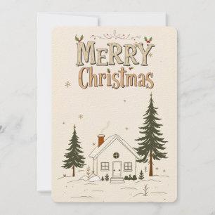 Merry Christmas Farmhouse Winter Holiday Card. Invitation