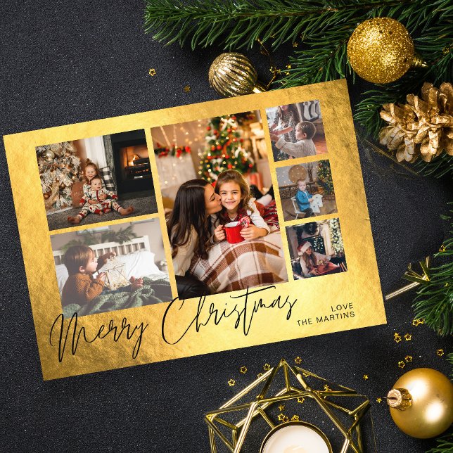 Merry Christmas Faux Gold Foil Multi Photo (Creator Uploaded)