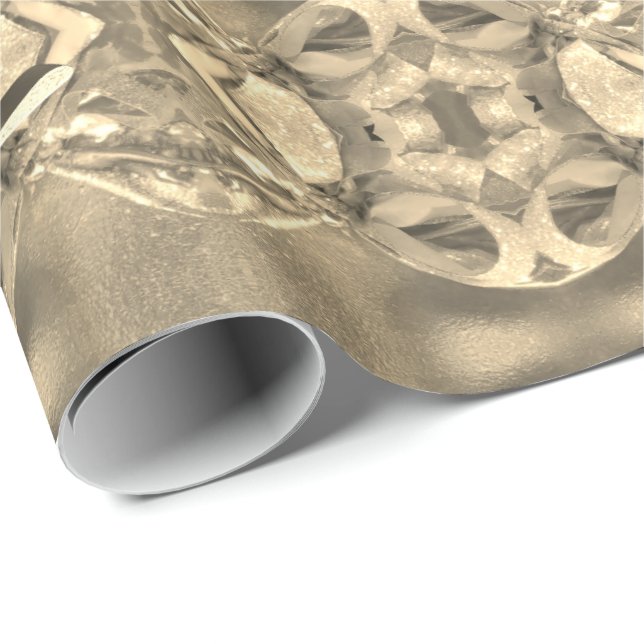 Merry Christmas Faux Gold Foil Script Elegant Chic Wrapping Paper (Roll Corner)