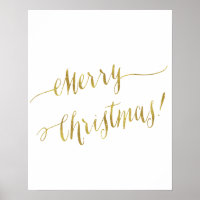 Merry Christmas Faux Gold Foil Script Lettering