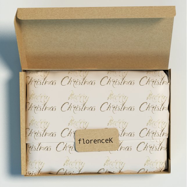 Merry Christmas Faux Gold Glitter Script Ivory Wrapping Paper (Merry Christmas Faux Gold Glitter Script Ivory Wrapping Paper)