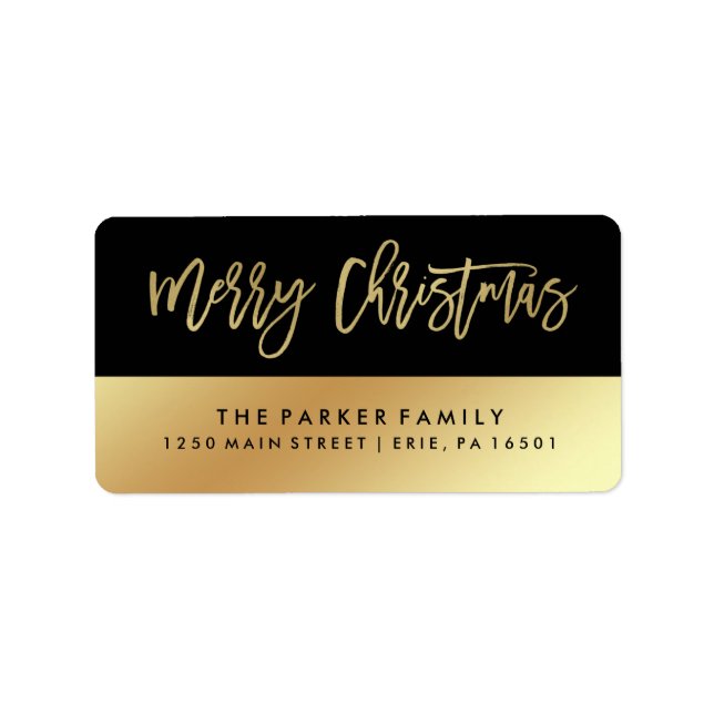 Merry Christmas | Faux Gold Typography and Black Label (Front)