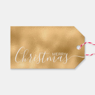 Merry Christmas Faux Gold White Minimalist Gift Tags