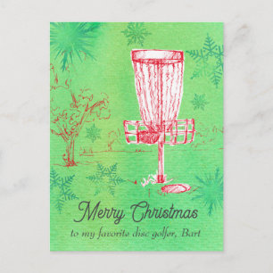 Merry Christmas Favourite Disc Golfer Personalised Holiday Postcard