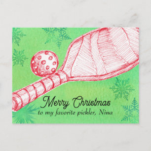 Merry Christmas Favourite Pickleball Player Custom Holiday Postcard