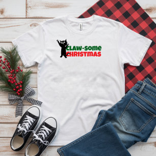 Merry Christmas Feline Moms  funny red T-Shirt