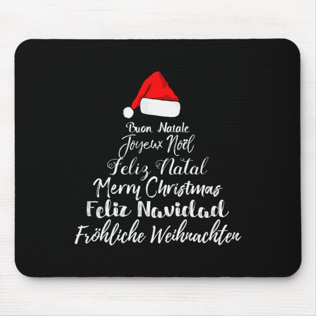 Merry Christmas Feliz Navidad Feliz Natal Language Mouse Mat (Front)