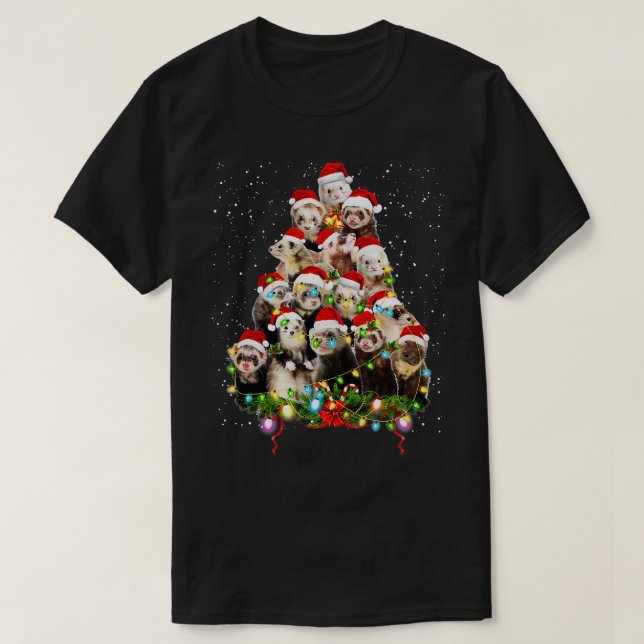 Merry Christmas Ferret Christmas Ornament Tree San T-Shirt (Design Front)