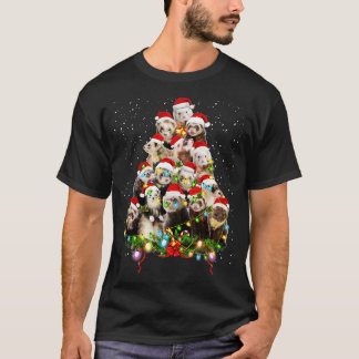 Merry Christmas Ferret Christmas Ornament Tree San T-Shirt