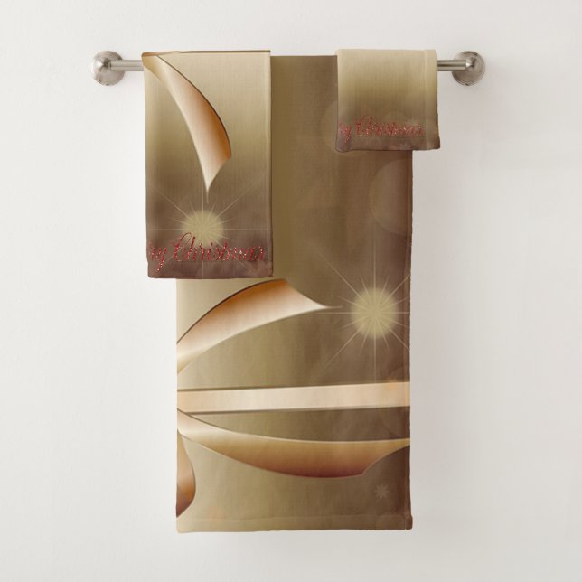 Merry Christmas, Festive Bow Bath Towel Set (Insitu)