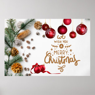 Merry Christmas Festive Christmas Ornaments Poster
