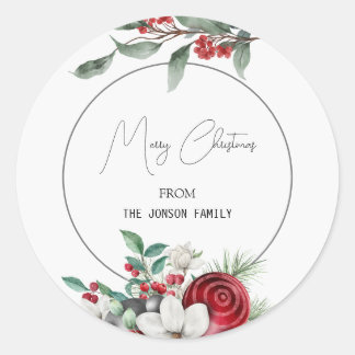 Merry Christmas Festive Classic Round Sticker