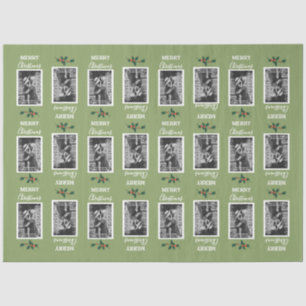 Merry Christmas Festive Customised Photo - Green Tissue Paper