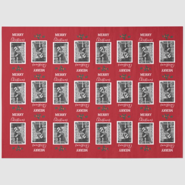 Merry Christmas Festive Customized Photo - Red Tissue Paper (Front)
