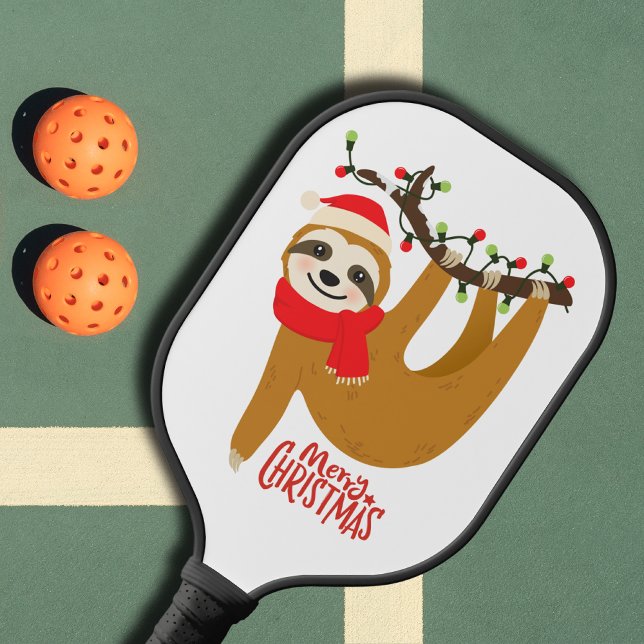 Merry Christmas Festive Cute Holiday Sloth  Pickleball Paddle (Creator Uploaded)