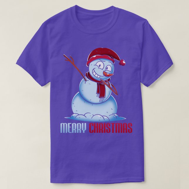 Merry Christmas Festive Dabbing Snowman T-Shirt (Design Front)