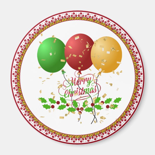 Merry Christmas, festive design, Magnet (Front)