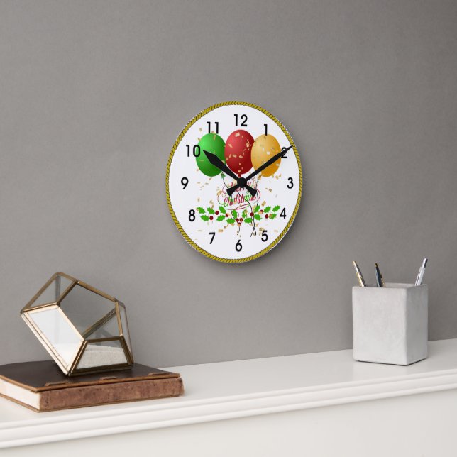 Merry Christmas, festive design, Round Clock (Office)