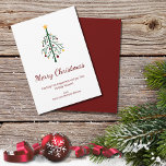 Merry Christmas Festive Evergreen Tree Retro  Holiday Card<br><div class="desc">Merry Christmas holiday card,  with an evergreen tree decorated with ornaments and red script design. With customisable lettering,  you can add your own text. A simple and festive way to wish your friends and family the blessings of the season.</div>
