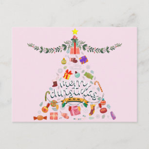 Merry Christmas Festive Everything Christmas Tree Postcard