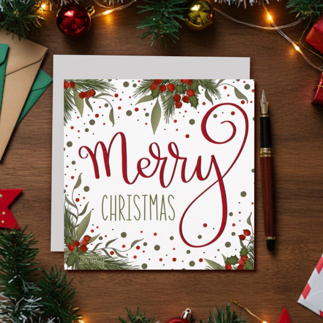 Merry Christmas Festive Floral Holiday  Card (Creator Uploaded)