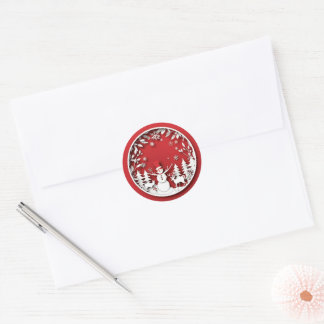 Merry Christmas Festive Holiday Celebration Design Classic Round Sticker
