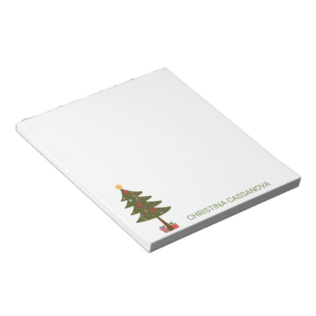 Merry Christmas | Festive Holiday Christmas Tree Notepad (Angled)